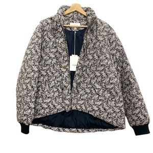 NWT THE GREAT Floral Quilted Black and White Puffer Jacket Coat Size L 3